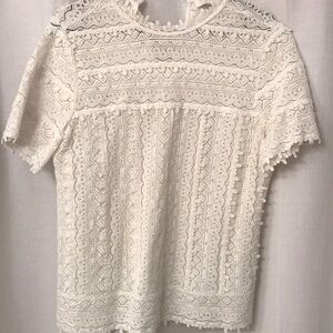 Anthropologie White Lace Top